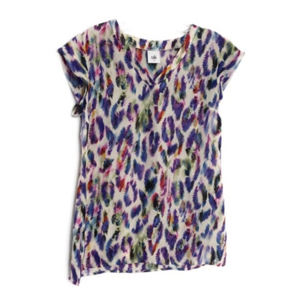 Cabi Plume Top #5027 V-Neck Feather Detail XS